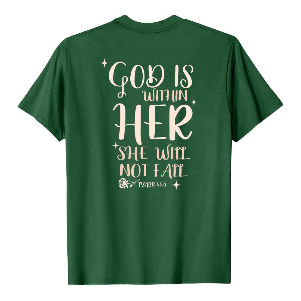 Christianartworkshop T-shirt classique imprimé avec le verset Psaume 46:5 et l'inscription « Dieu est en elle » (double face) - image 25