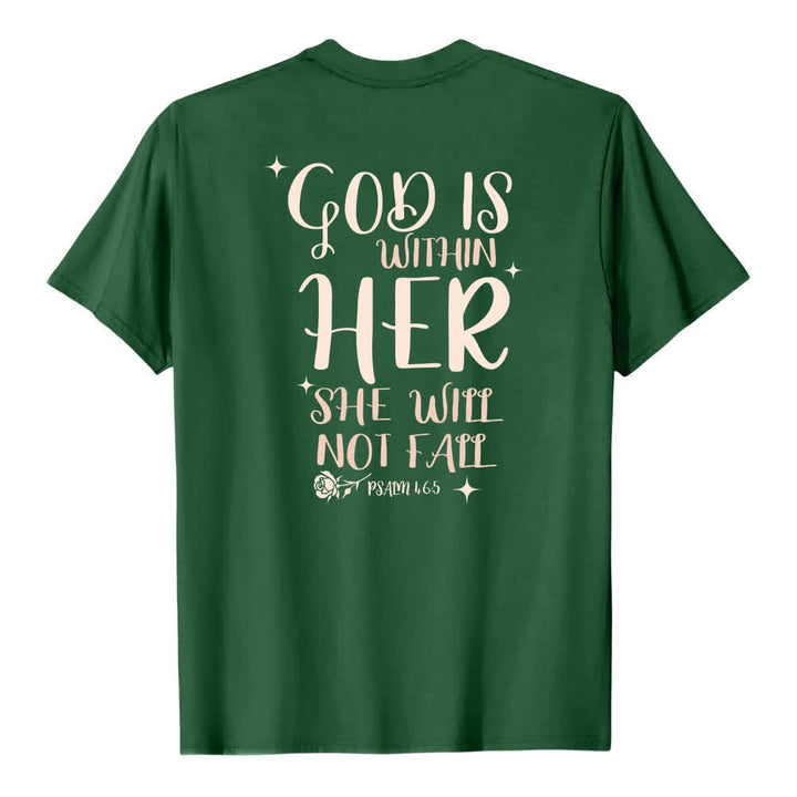 Christianartworkshop T-shirt classique imprimé avec le verset Psaume 46:5 et l'inscription « Dieu est en elle » (double face) - image 25