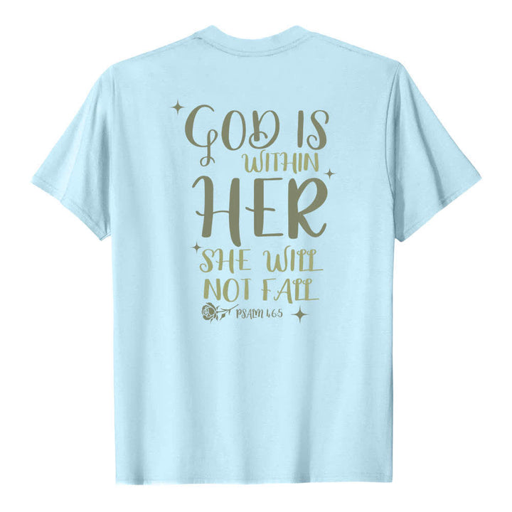 Christianartworkshop T-shirt classique imprimé avec le verset Psaume 46:5 et l'inscription « Dieu est en elle » (double face) - image 4