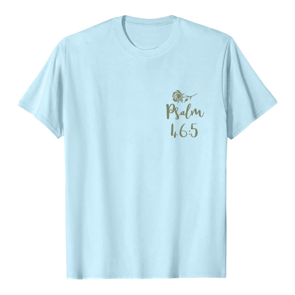 Christianartworkshop T-shirt classique imprimé avec le verset Psaume 46:5 et l'inscription « Dieu est en elle » (double face) - image 5