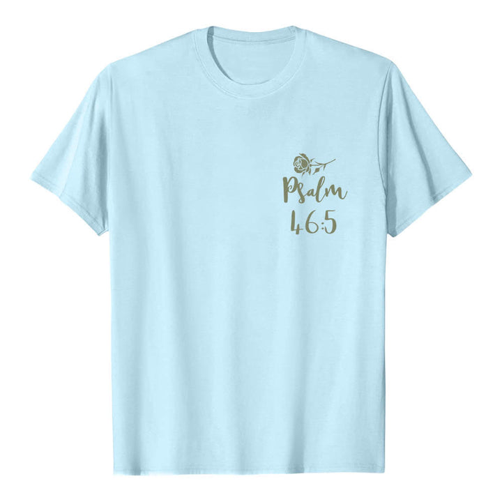 Christianartworkshop T-shirt classique imprimé avec le verset Psaume 46:5 et l'inscription « Dieu est en elle » (double face) - image 5