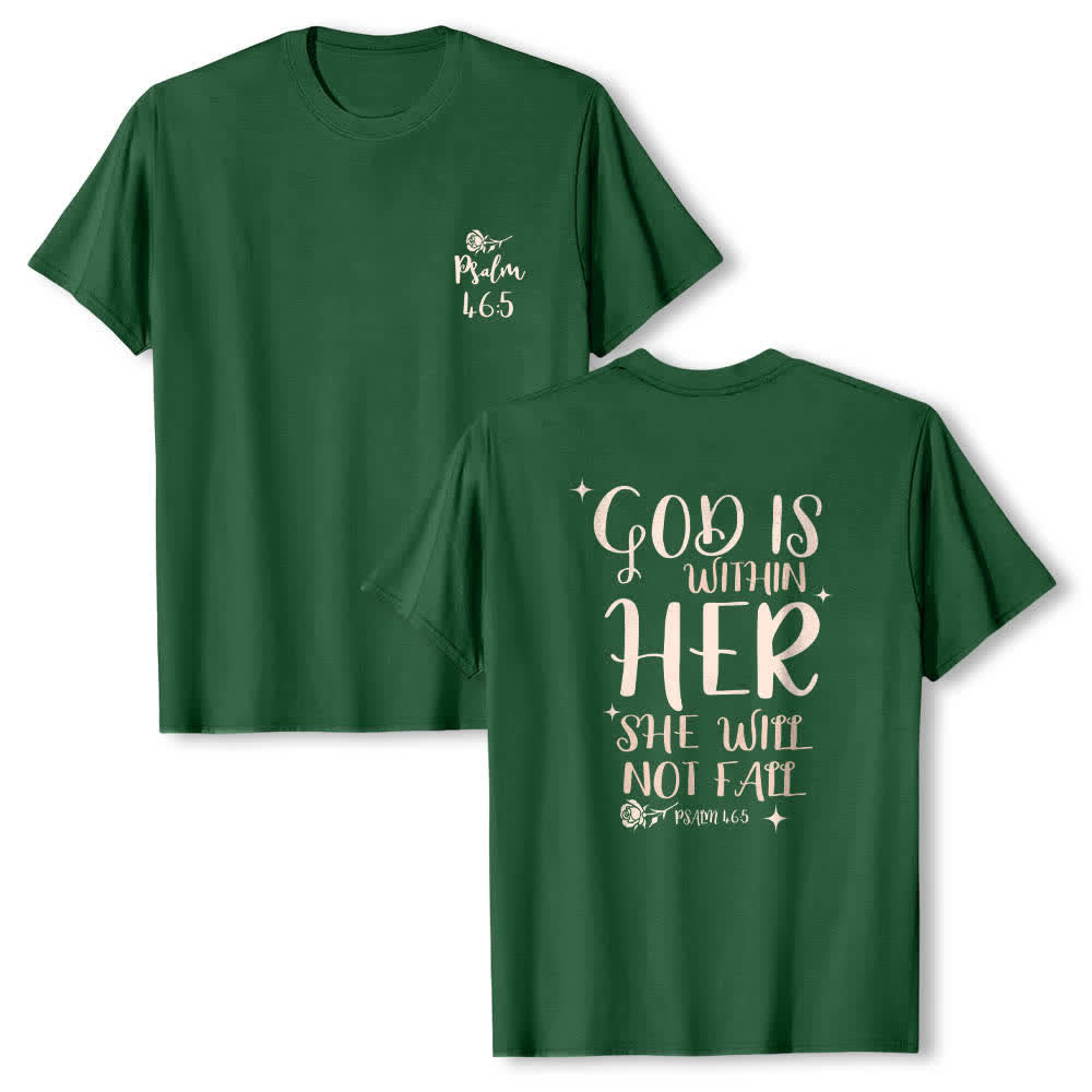 Christianartworkshop T-shirt classique imprimé avec le verset Psaume 46:5 et l'inscription « Dieu est en elle » (double face) - Vert foncé - 2XL - image 24