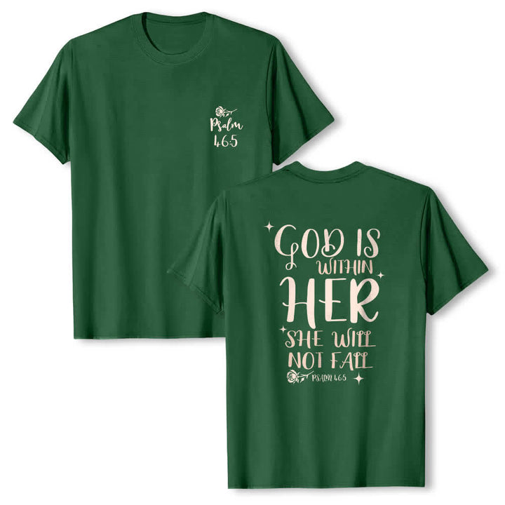 Christianartworkshop T-shirt classique imprimé avec le verset Psaume 46:5 et l'inscription « Dieu est en elle » (double face) - Vert foncé - 2XL - image 24
