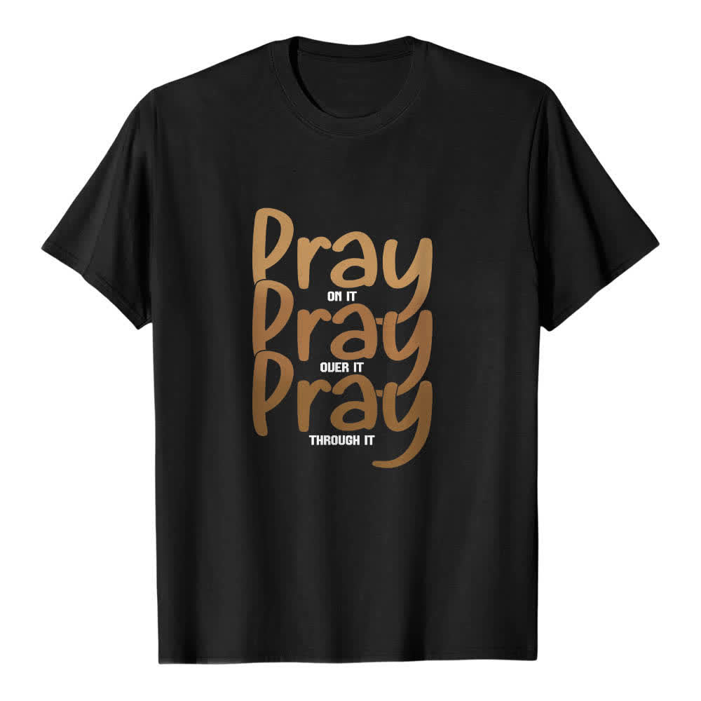 T-shirt classique Christianartworkshop à imprimé recto-verso « Priez dessus, par-dessus, à travers dessus » - Noir - 2XL - image 2