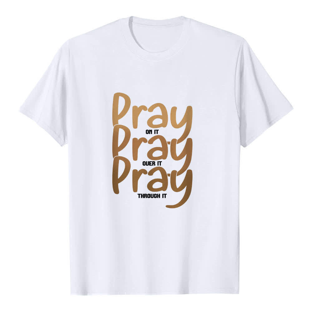 T-shirt classique Christianartworkshop à imprimé recto-verso « Priez dessus, par-dessus, à travers dessus » - Blanc - 2XL - image 7