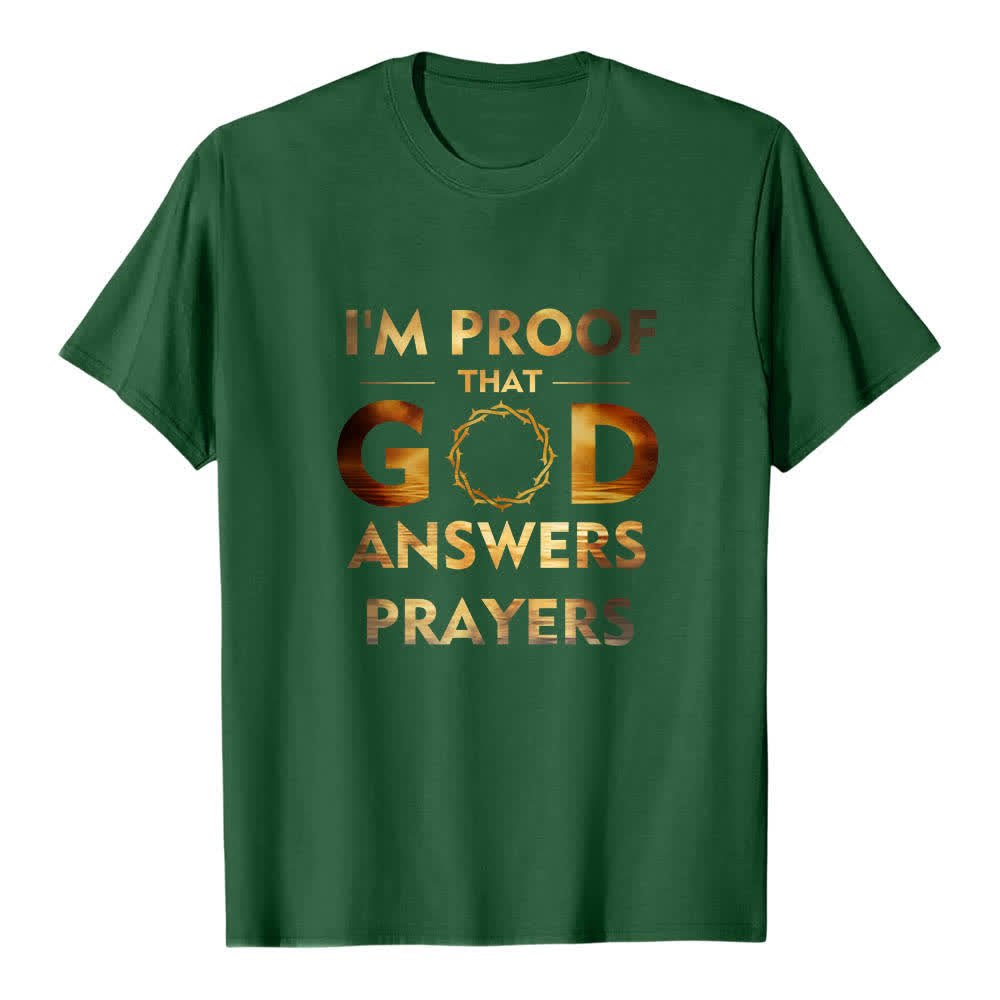 T-shirt classique Christianartworkshop imprimé recto-verso « Je suis la preuve que Dieu répond aux prières » - Vert foncé - 2XL - image 2
