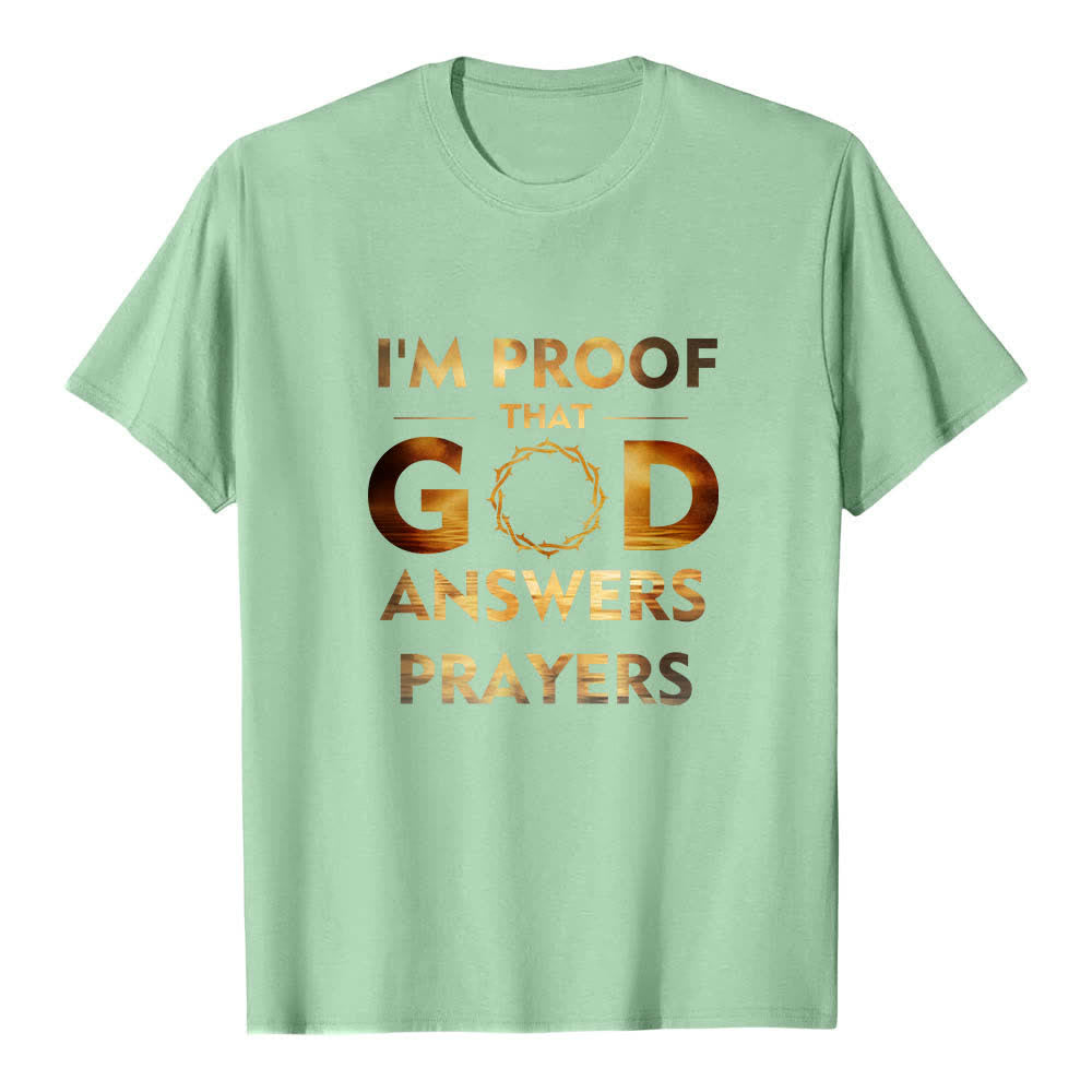 T-shirt classique Christianartworkshop imprimé recto-verso « Je suis la preuve que Dieu répond aux prières » - Vert clair - 2XL - image 6
