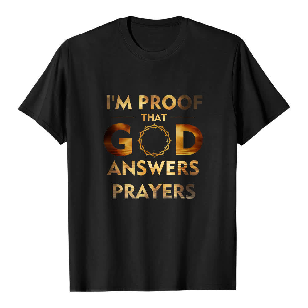 T-shirt classique Christianartworkshop imprimé recto-verso « Je suis la preuve que Dieu répond aux prières » - Noir - 2XL - image 3