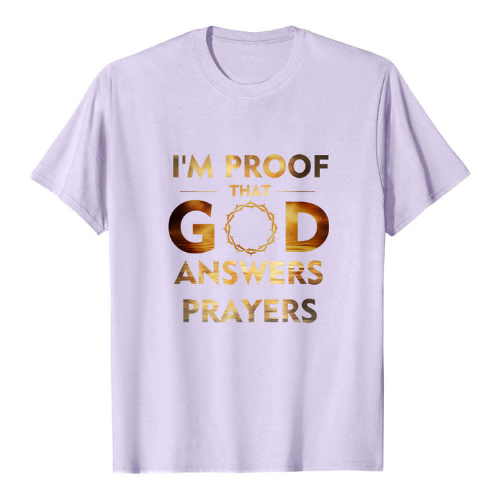 T-shirt classique Christianartworkshop imprimé recto-verso « Je suis la preuve que Dieu répond aux prières » - Violet - 2XL - image 5