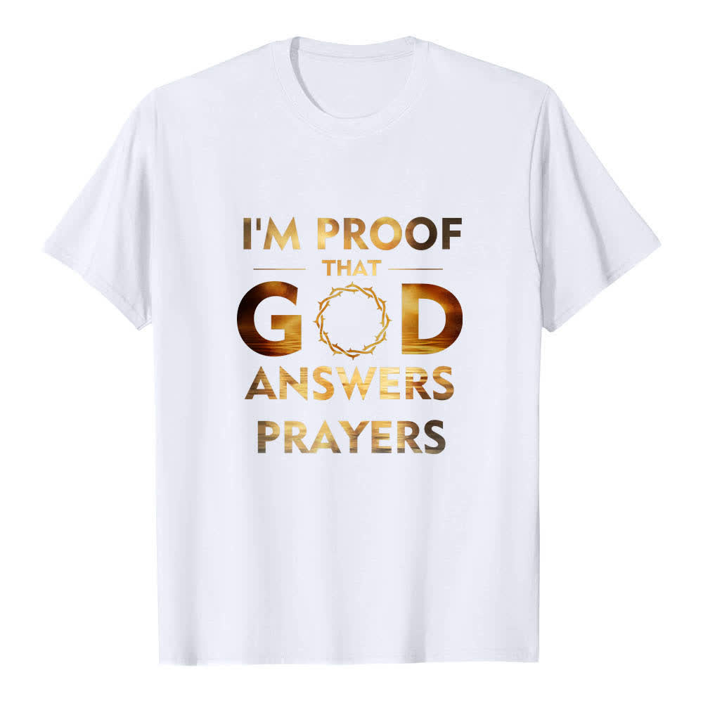 T-shirt classique Christianartworkshop imprimé recto-verso « Je suis la preuve que Dieu répond aux prières » - Blanc - 2XL - image 8
