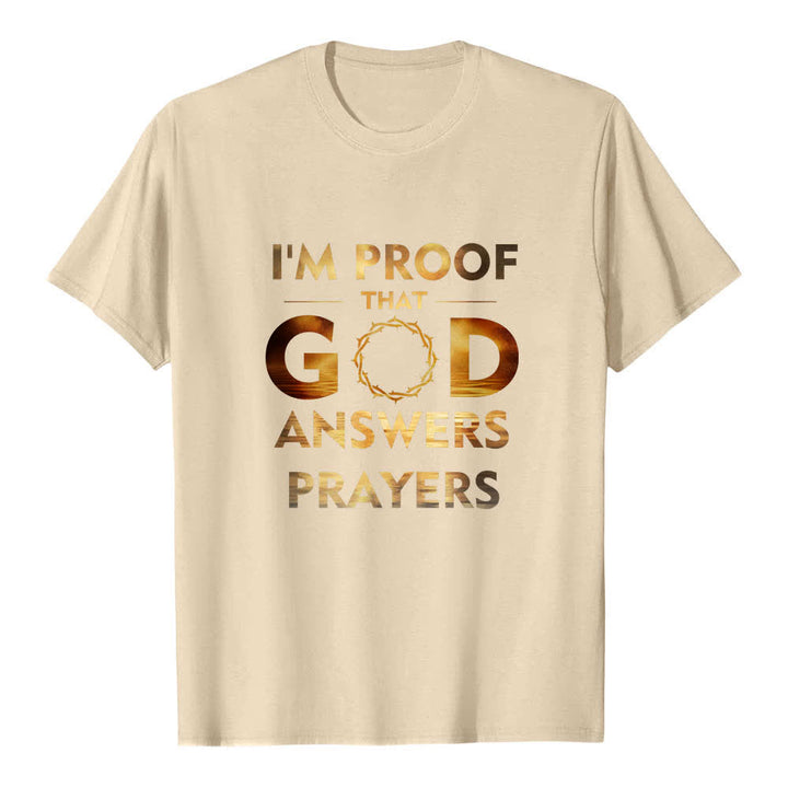 T-shirt classique Christianartworkshop imprimé recto-verso « Je suis la preuve que Dieu répond aux prières » - Beige - 2XL - image 0