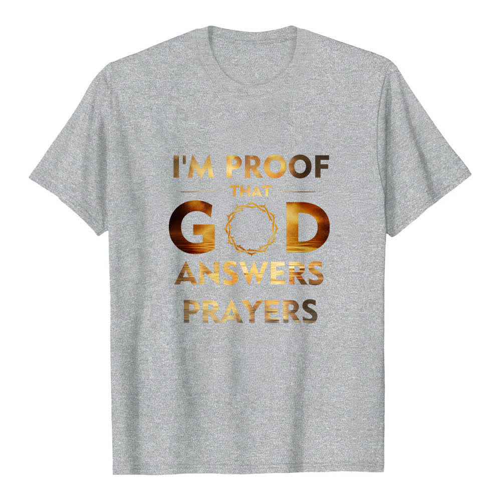 T-shirt classique Christianartworkshop imprimé recto-verso « Je suis la preuve que Dieu répond aux prières » - Gris - 2XL - image 1