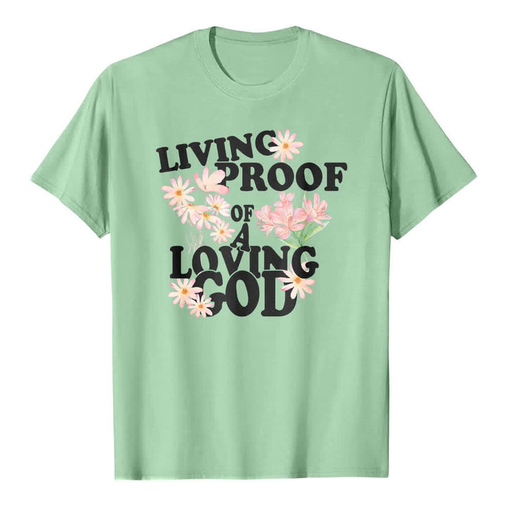 T-shirt classique Christianartworkshop à imprimé floral et lettres, double face, preuve vivante d'un Dieu aimant - Vert clair - 2XL - image 7