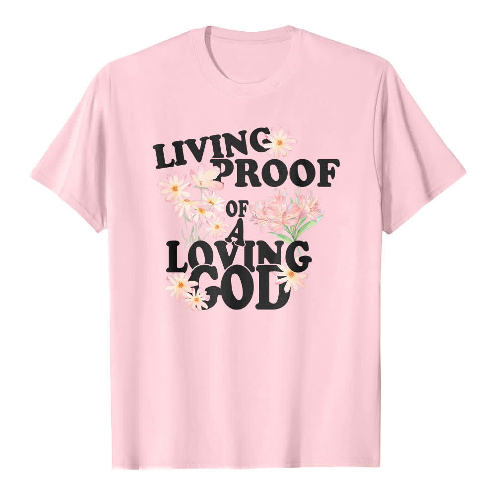 T-shirt classique Christianartworkshop à imprimé floral et lettres, double face, preuve vivante d'un Dieu aimant - Rose - 2XL - image 8
