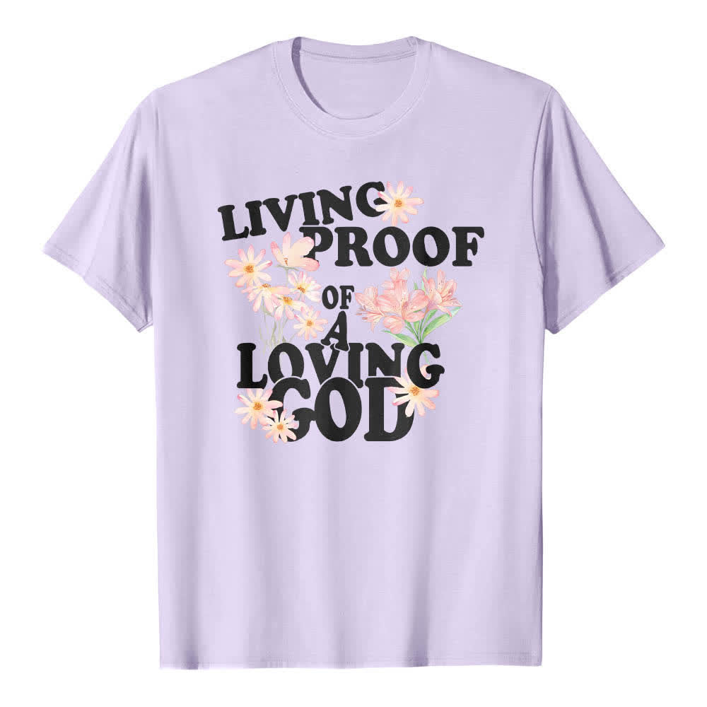 T-shirt classique Christianartworkshop à imprimé floral et lettres, double face, preuve vivante d'un Dieu aimant - Violet - 2XL - image 6