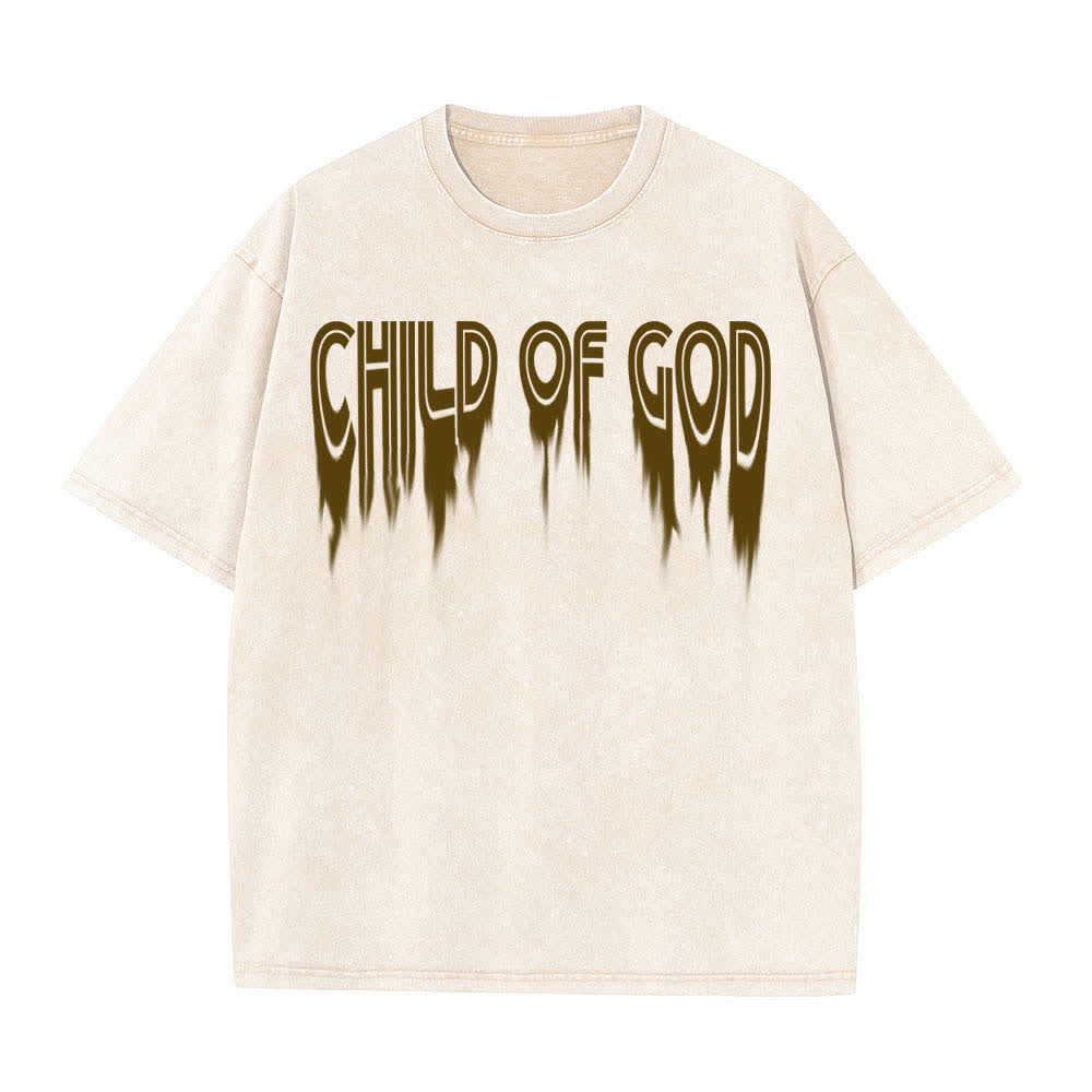 Christianartworkshop T-shirt délavé avec imprimé lettres vieillies « Enfant de Dieu Jean 1:12 » recto-verso - image 20