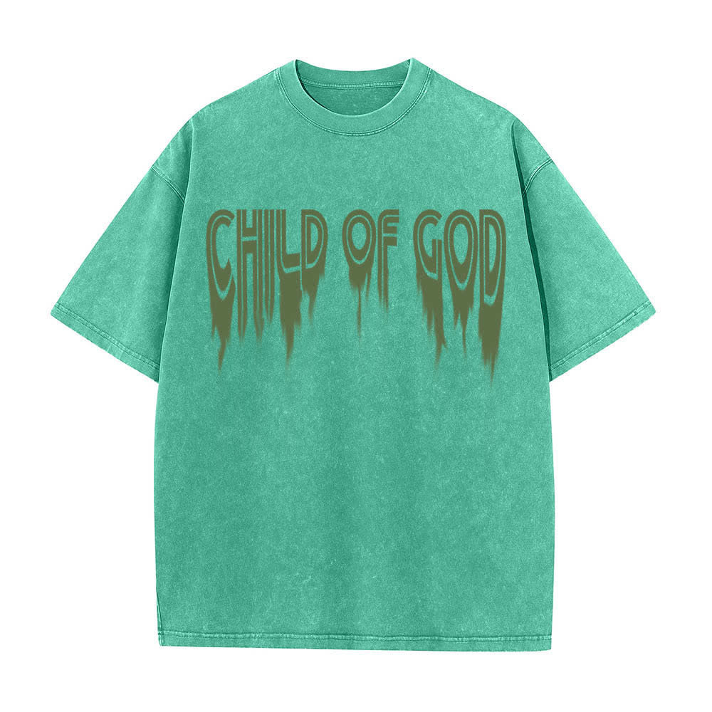 Christianartworkshop T-shirt délavé avec imprimé lettres vieillies « Enfant de Dieu Jean 1:12 » recto-verso - image 14