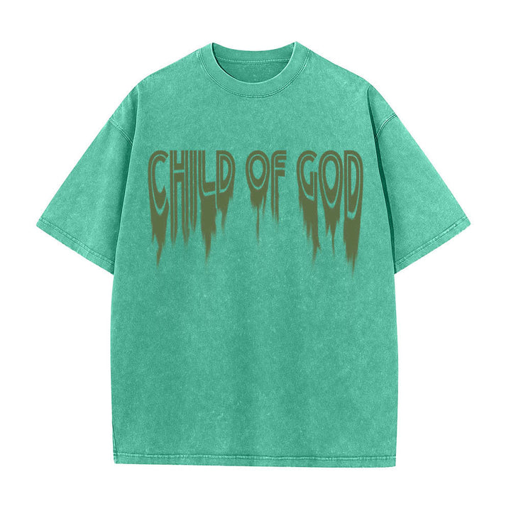 Christianartworkshop T-shirt délavé avec imprimé lettres vieillies « Enfant de Dieu Jean 1:12 » recto-verso - image 14