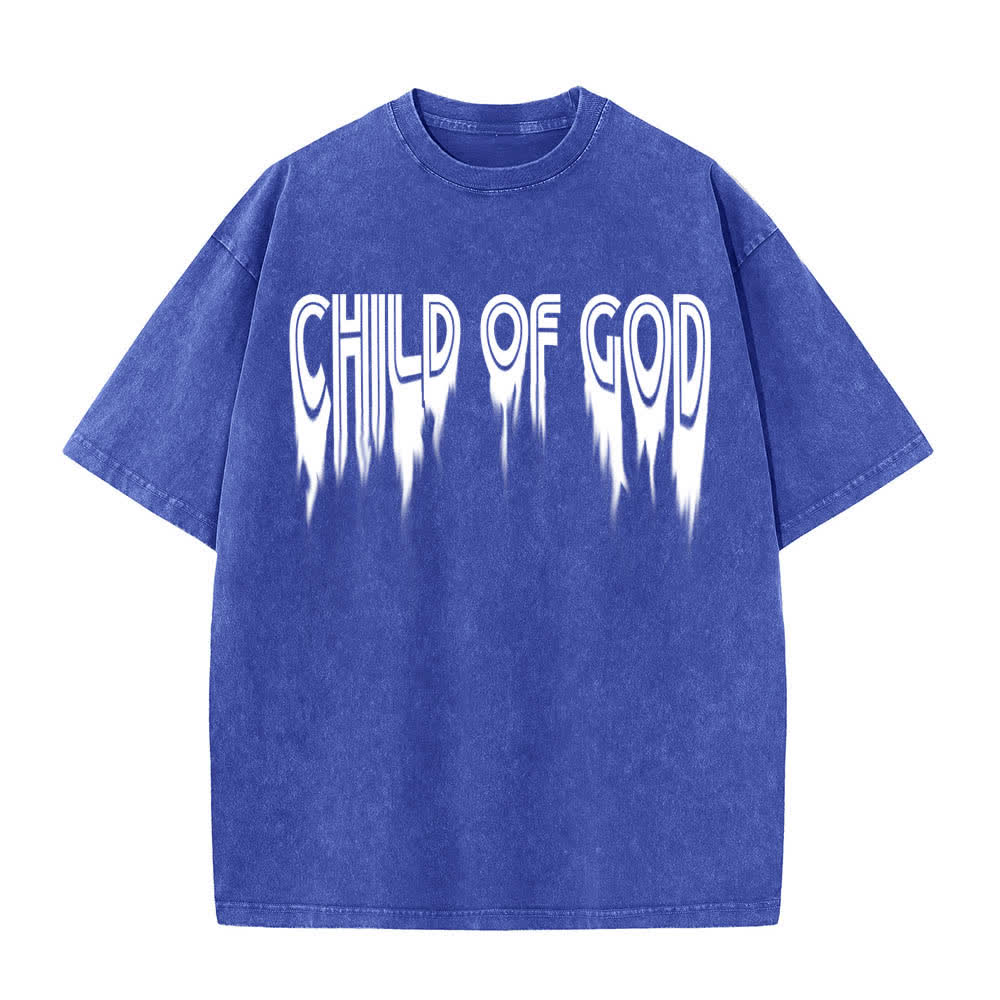 Christianartworkshop T-shirt délavé avec imprimé lettres vieillies « Enfant de Dieu Jean 1:12 » recto-verso - image 5