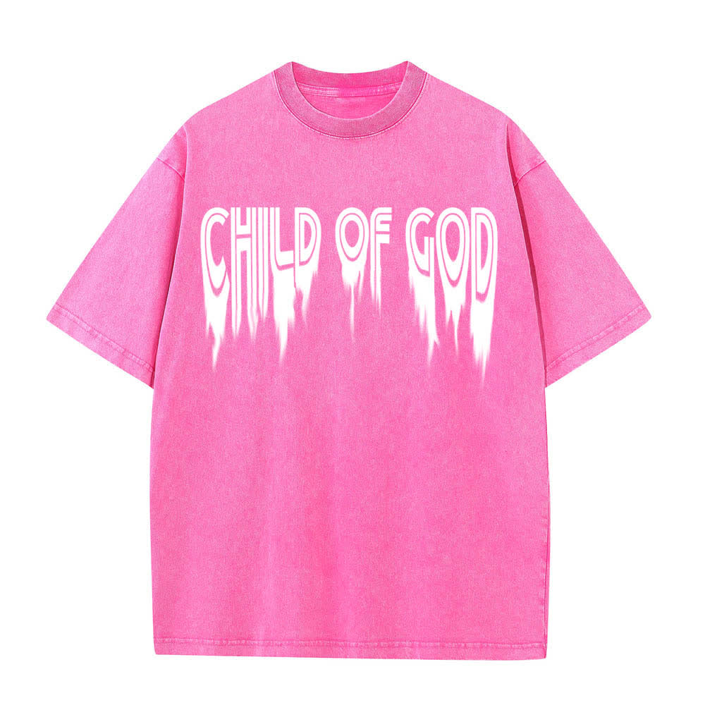 Christianartworkshop T-shirt délavé avec imprimé lettres vieillies « Enfant de Dieu Jean 1:12 » recto-verso - image 26