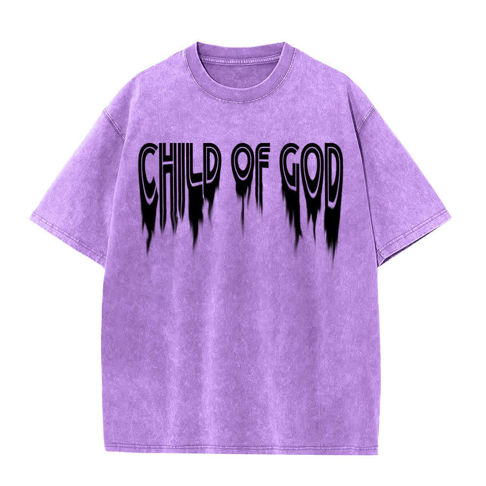 Christianartworkshop T-shirt délavé avec imprimé lettres vieillies « Enfant de Dieu Jean 1:12 » recto-verso - image 23