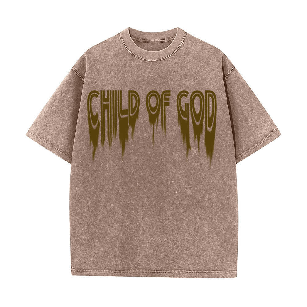 Christianartworkshop T-shirt délavé avec imprimé lettres vieillies « Enfant de Dieu Jean 1:12 » recto-verso - image 8