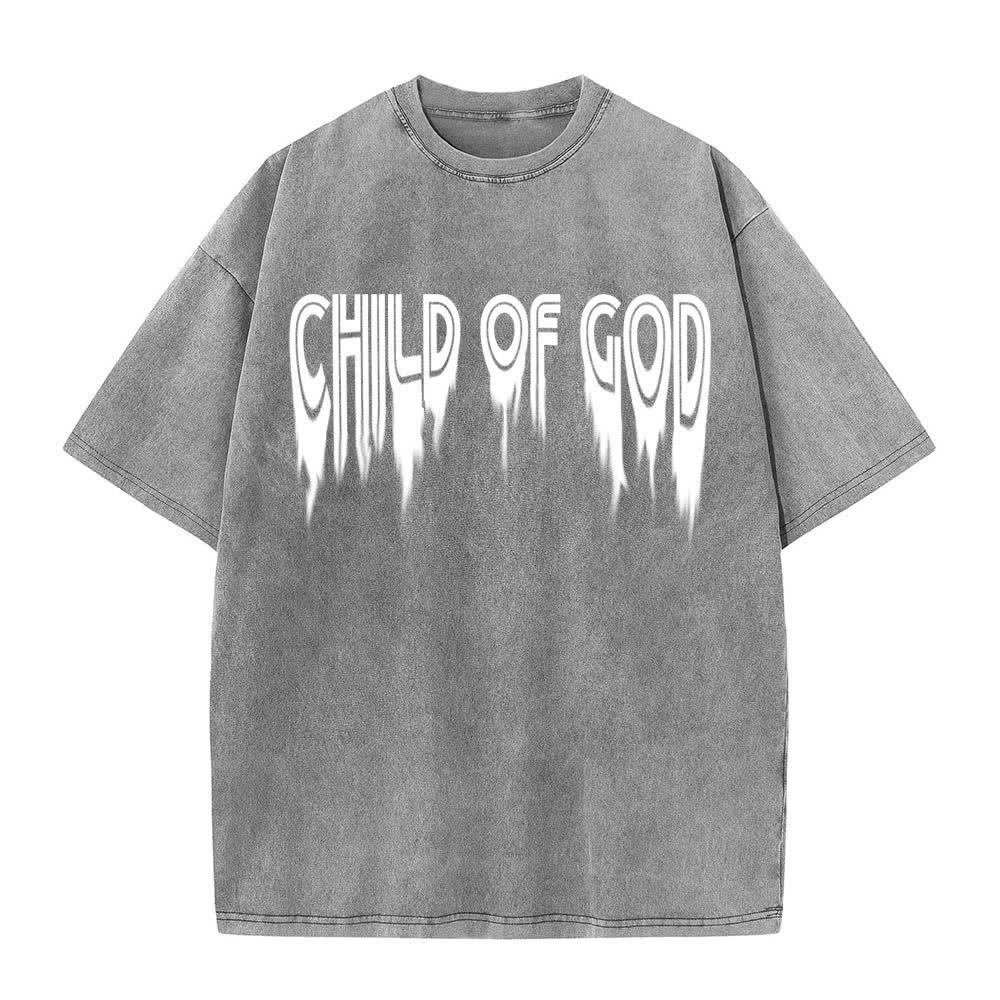 Christianartworkshop T-shirt délavé avec imprimé lettres vieillies « Enfant de Dieu Jean 1:12 » recto-verso - image 11