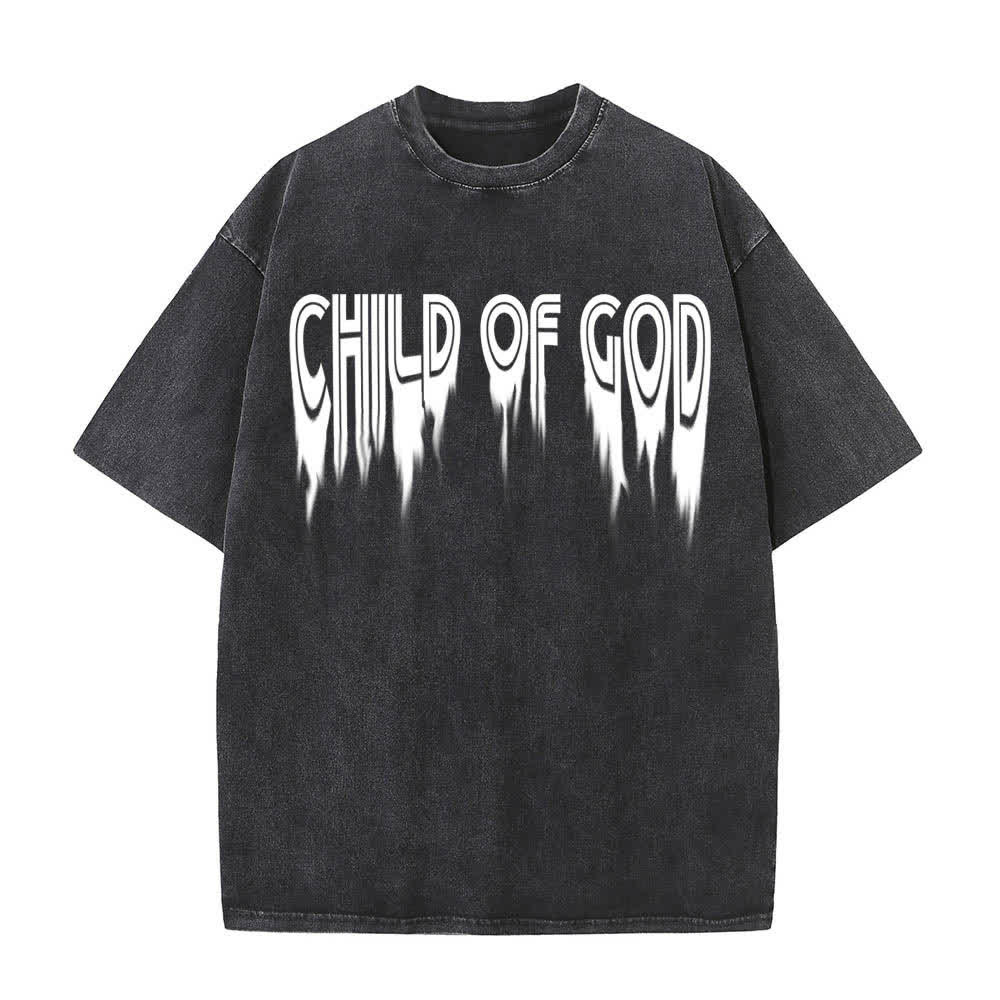 Christianartworkshop T-shirt délavé avec imprimé lettres vieillies « Enfant de Dieu Jean 1:12 » recto-verso - image 17