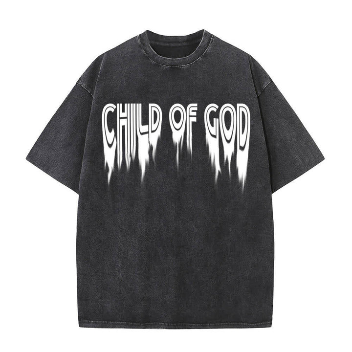 Christianartworkshop T-shirt délavé avec imprimé lettres vieillies « Enfant de Dieu Jean 1:12 » recto-verso - image 17