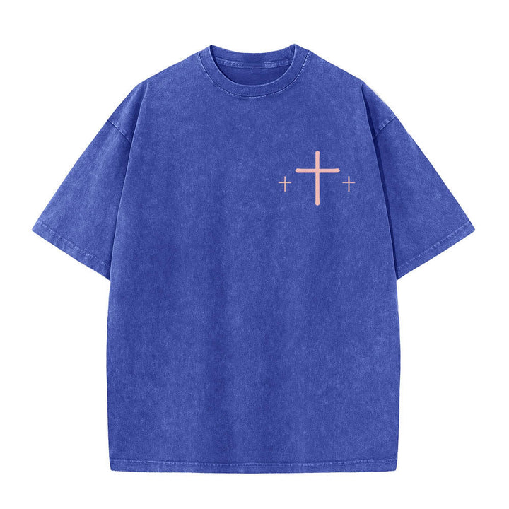 Christianartworkshop T-shirt délavé imprimé recto verso avec une croix et une lettre biblique signifiant « La foi plutôt que la peur » - image 8