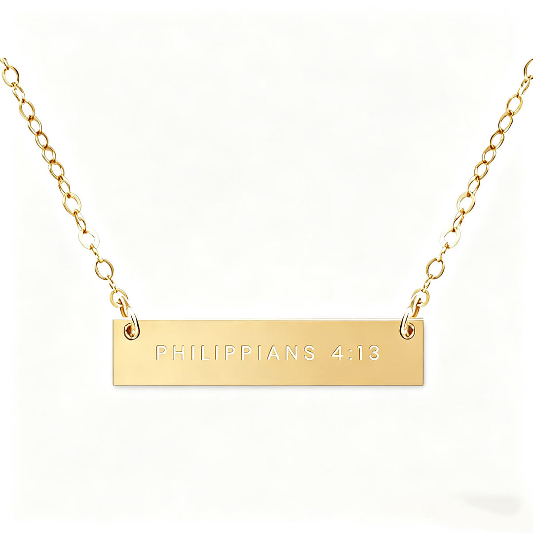 Christianartworkshop Collier pendentif barre gravé d'un verset religieux - Philippiens 4:13 - image 8