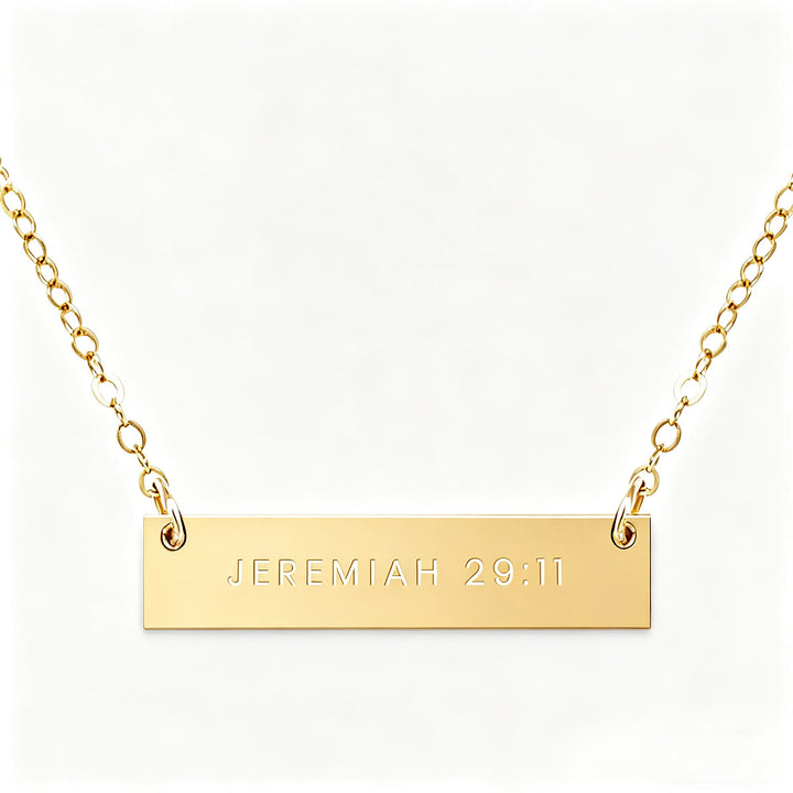 Christianartworkshop Collier pendentif barre gravé d'un verset religieux - Jérémie 29:11 - image 3