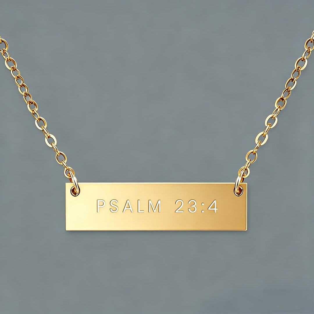 Christianartworkshop Collier pendentif barre gravé d'un verset religieux - Psaume 23:4 - image 6