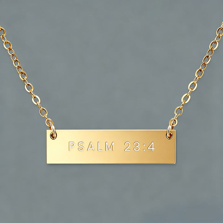 Christianartworkshop Collier pendentif barre gravé d'un verset religieux - Psaume 23:4 - image 6