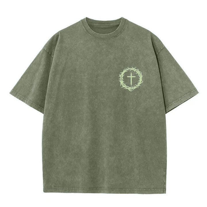 Christianartworkshop T-shirt délavé à imprimé double face « Il peut se passer beaucoup de choses en 3 jours » avec couronne d'épines et lettres croisées - image 14