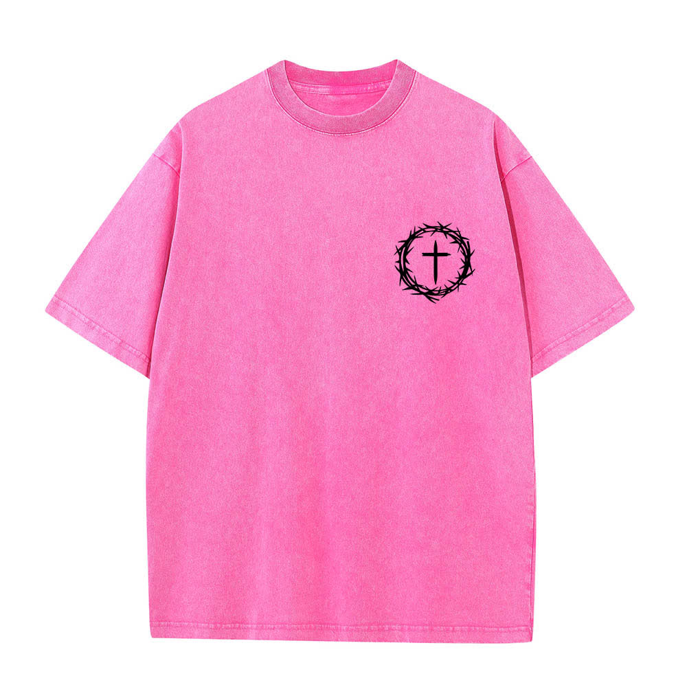Christianartworkshop T-shirt délavé à imprimé double face « Il peut se passer beaucoup de choses en 3 jours » avec couronne d'épines et lettres croisées - image 11