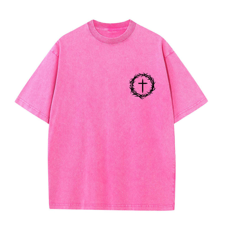 Christianartworkshop T-shirt délavé à imprimé double face « Il peut se passer beaucoup de choses en 3 jours » avec couronne d'épines et lettres croisées - image 11