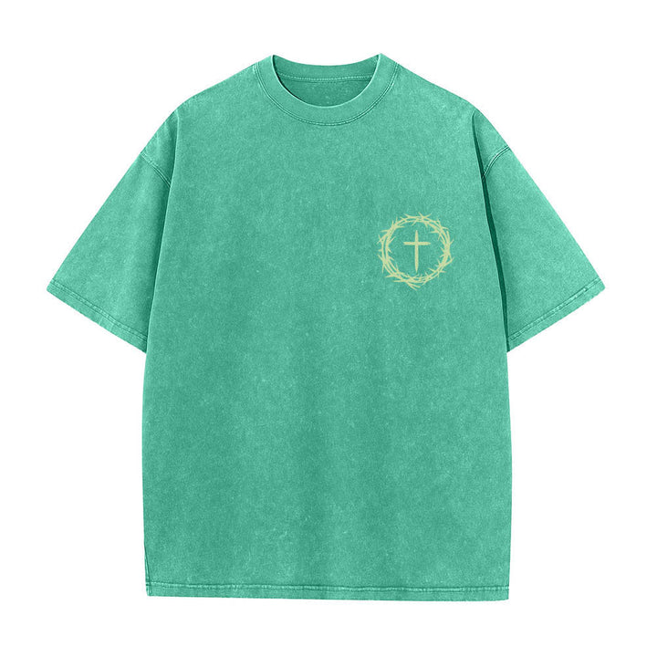 Christianartworkshop T-shirt délavé à imprimé double face « Il peut se passer beaucoup de choses en 3 jours » avec couronne d'épines et lettres croisées - image 26