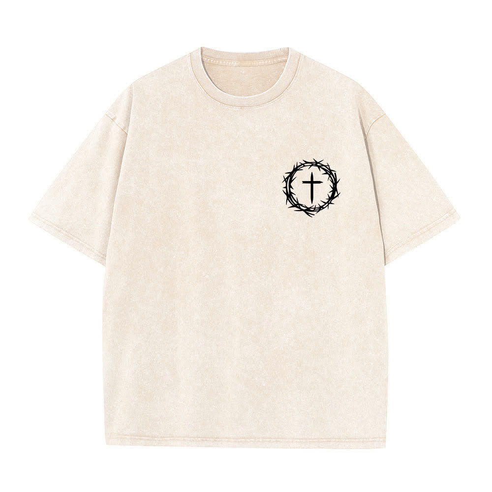 Christianartworkshop T-shirt délavé à imprimé double face « Il peut se passer beaucoup de choses en 3 jours » avec couronne d'épines et lettres croisées - image 5