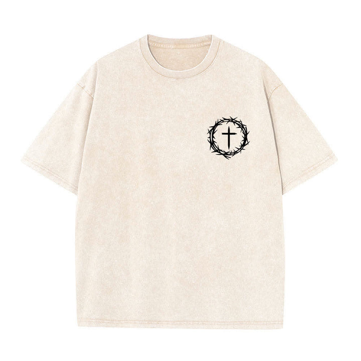 Christianartworkshop T-shirt délavé à imprimé double face « Il peut se passer beaucoup de choses en 3 jours » avec couronne d'épines et lettres croisées - image 5