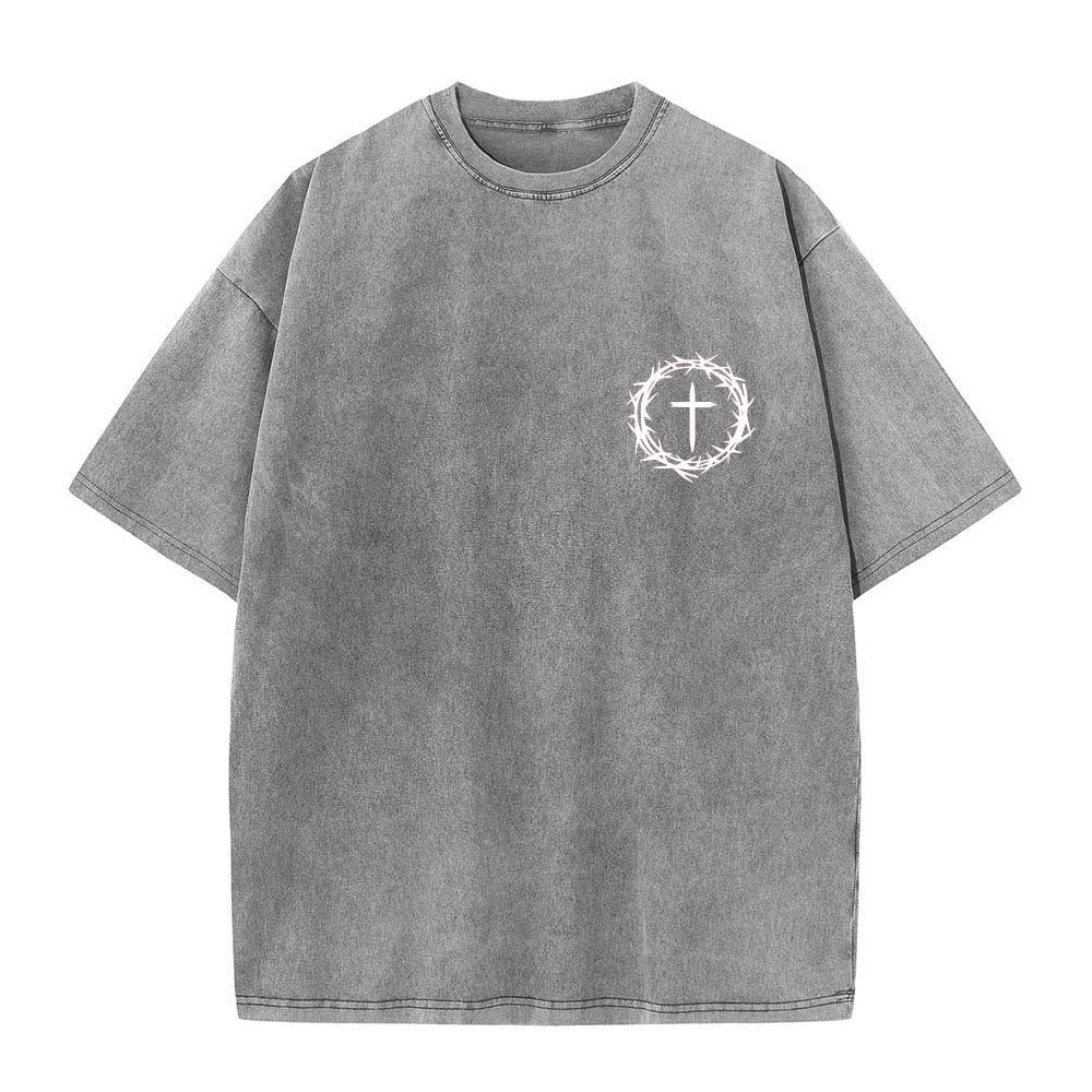 Christianartworkshop T-shirt délavé à imprimé double face « Il peut se passer beaucoup de choses en 3 jours » avec couronne d'épines et lettres croisées - image 23