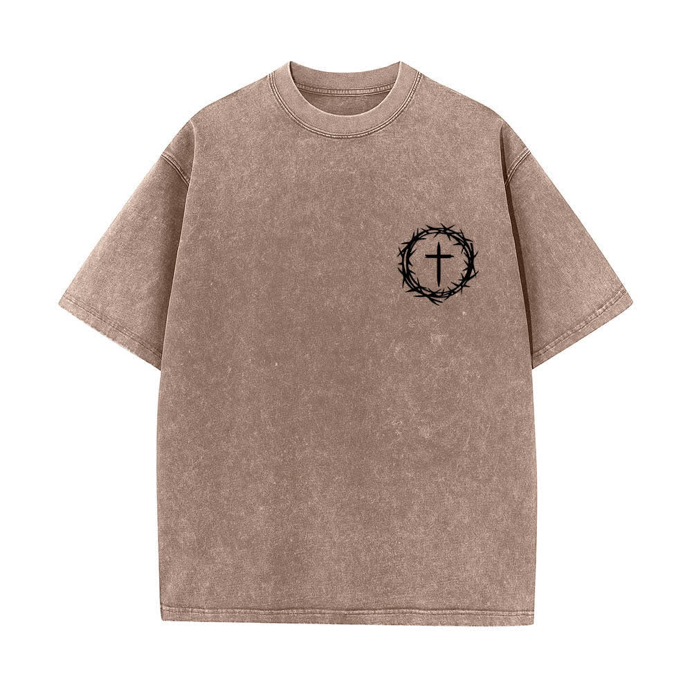 Christianartworkshop T-shirt délavé à imprimé double face « Il peut se passer beaucoup de choses en 3 jours » avec couronne d'épines et lettres croisées - image 20