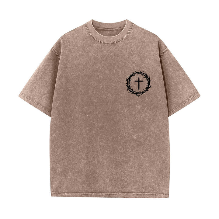Christianartworkshop T-shirt délavé à imprimé double face « Il peut se passer beaucoup de choses en 3 jours » avec couronne d'épines et lettres croisées - image 20