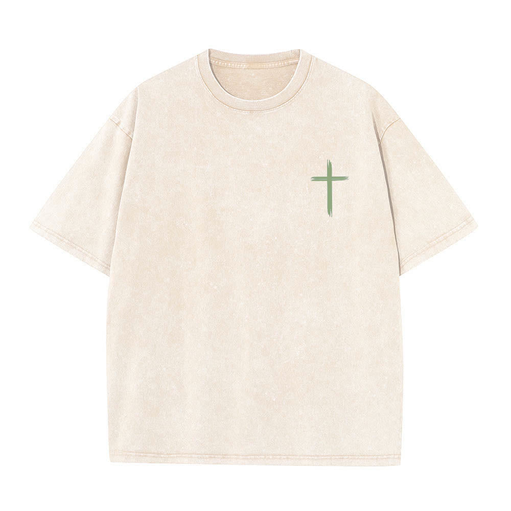 Christianartworkshop T-shirt délavé à imprimé floral et lettres croisées double face « Que tout ce que vous faites soit fait avec amour » - image 8