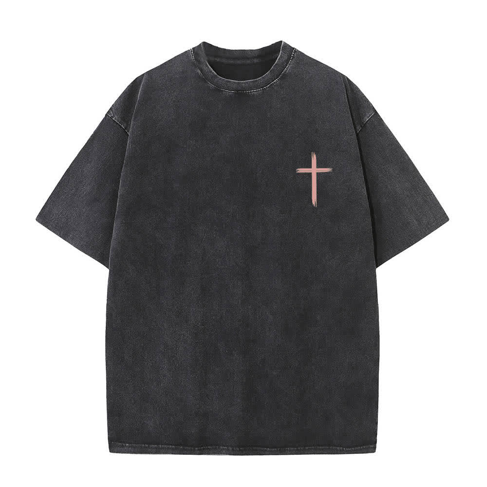 Christianartworkshop T-shirt délavé à imprimé floral et lettres croisées double face « Que tout ce que vous faites soit fait avec amour » - image 5