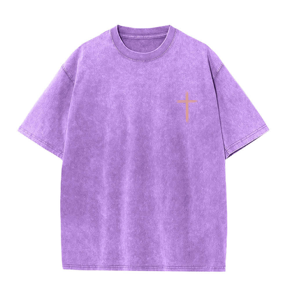 Christianartworkshop T-shirt délavé à imprimé floral et lettres croisées double face « Que tout ce que vous faites soit fait avec amour » - image 11