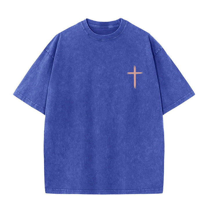 Christianartworkshop T-shirt délavé à imprimé floral et lettres croisées double face « Que tout ce que vous faites soit fait avec amour » - image 20