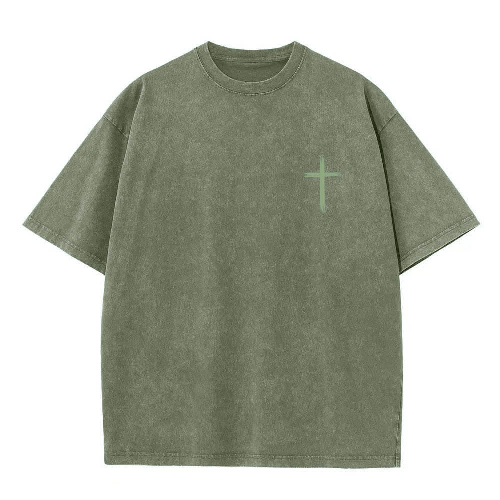 Christianartworkshop T-shirt délavé à imprimé floral et lettres croisées double face « Que tout ce que vous faites soit fait avec amour » - image 17