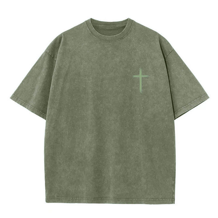 Christianartworkshop T-shirt délavé à imprimé floral et lettres croisées double face « Que tout ce que vous faites soit fait avec amour » - image 17