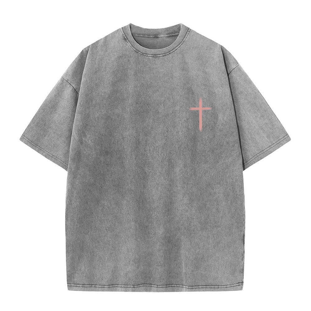 Christianartworkshop T-shirt délavé à imprimé floral et lettres croisées double face « Que tout ce que vous faites soit fait avec amour » - image 26